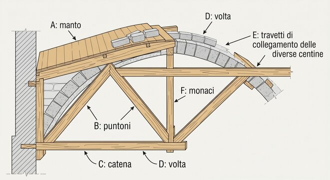 immagine di una centina a sbalzo in legno