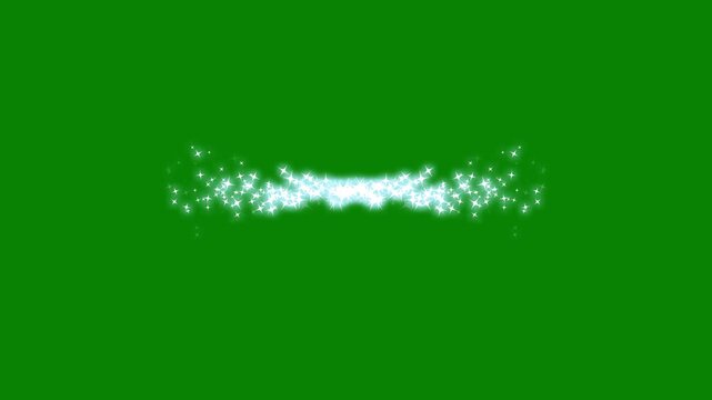 4k White glowing star glitter particle trail with elegant Christmas style line both of opposite transition, line starry dust, pixie dust path, blink doodle stardust line smooth motion on green screen.