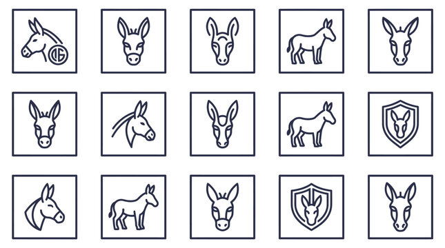 Donkey faces and animal icons.