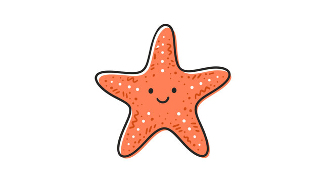 A cheerful orange starfish illustration with white spots and a smiley face appears on a clean background.