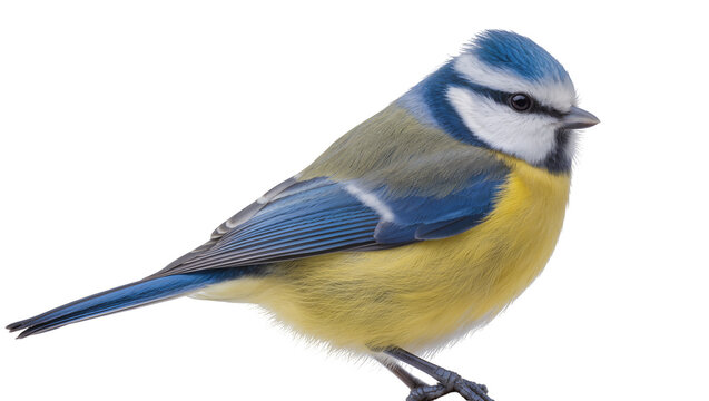 Blue tit bird with yellow breast and blue wings