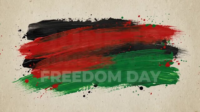 Freedom Day Pan-African brush stroke on vintage textured paper.
