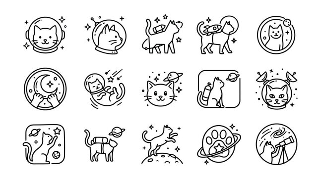 Cute cartoon animals icons set.