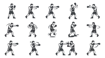 Boxer in various fighting poses motion. © siska