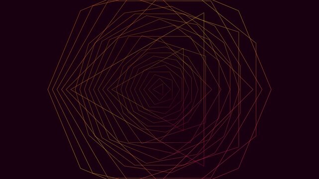 Abstract geometric spiral motion animation 4k background, with glowing neon, lines and pulsing, fractal patterns