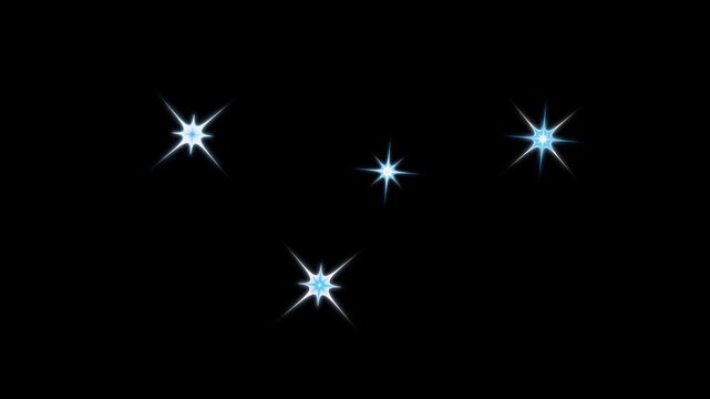 Magic twinkling stars, sparkle blinking effect, starlight glowing animation, doodle starswhite cartoon, flat, vector, doodles style stars blinking, Twinkle stars animation on black screen. 4k
