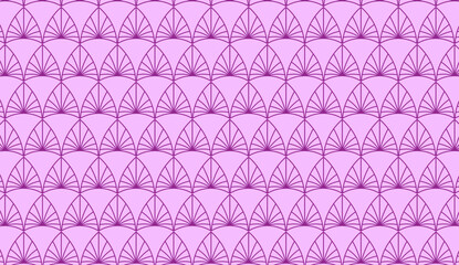 Purple art deco seamless pattern background with fan shapes © Sarutt