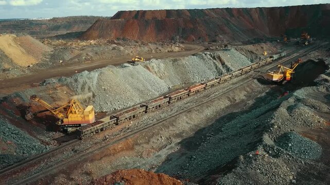 iron ore quarry loading iron ore freight train