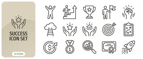 Success icon set achievement, victory, goal, growth, leadership, and career icons vector illustration © Abir Creative Studio