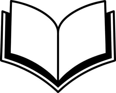 Open book icon, black and white illustration, simple book symbol, educational icon  icon line airt vactor outline Illustrations on white background.