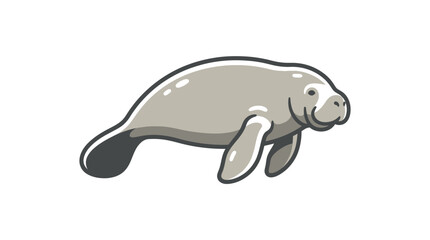 Cartoon illustration of a manatee swimming. © mamah