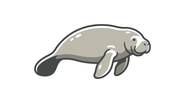 Cartoon illustration of a manatee swimming.