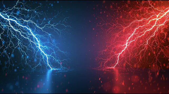 Lightning bolts crackling and flickering on both sides with electric energy motion background