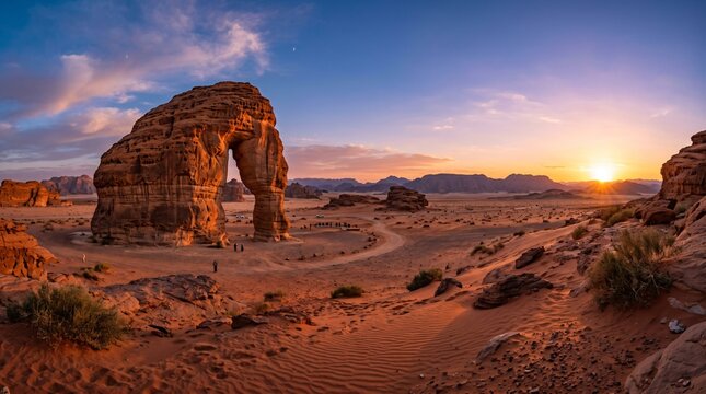 Elephant Rock Landmark in AlUla Desert.