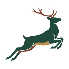 Fototapeta premium Minimalist silhouette of a majestic leaping stag with clean geometric shapes and solid colors isolated on a white background, wildlife nature concept