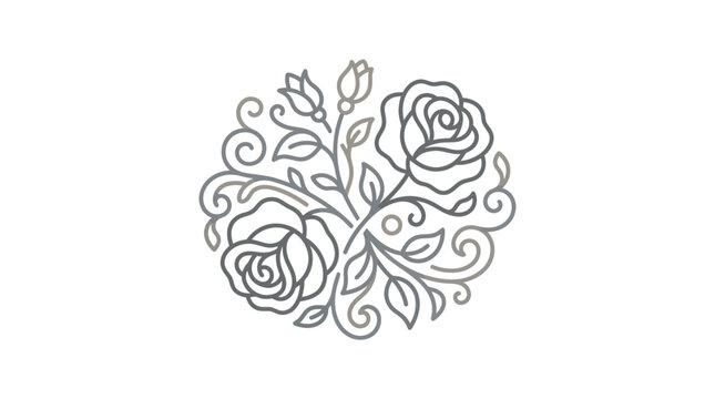 Black and white rose line art.
