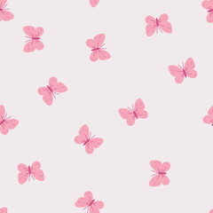 Obraz premium Pink butterfly pattern isolated white background 
