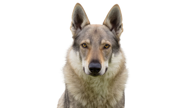 Wolf dog head portrait alert expression sharp eyes, erect ears