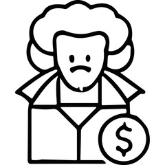 Fototapeta premium Businessman standing next to large dollar coin icon.