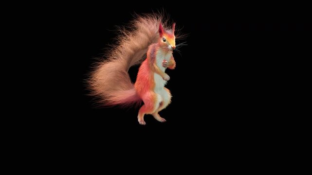 Realistic dancing squirrel performing rumba dance animation with alpha channel transparent background