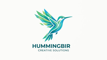 Fototapeta premium Colorful abstract hummingbird logo for creative solutions company.