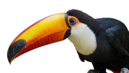 Obraz premium Toucan bird with large colorful beak and white chest