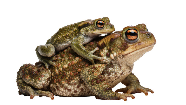 Two toads stacked on each other, close-up view
