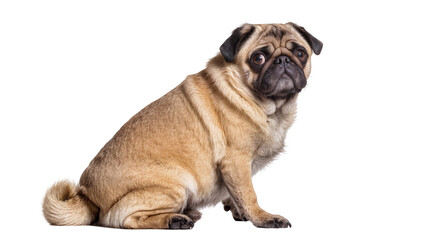 Obraz premium Fawn pug dog sitting and looking to the side