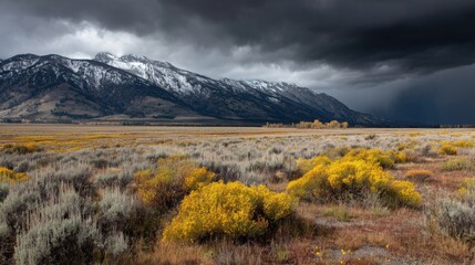 Obraz premium Dramatic Storm Clouds Approaching Grand Teton Mountains