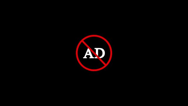 Ad blocker animation: no advertising symbol for digital privacy and web security no ads