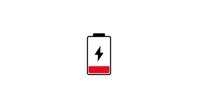 Minimalist battery charging animation low battery warning indicator loop energy power