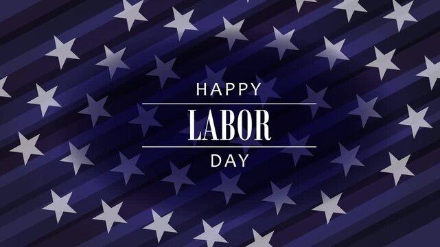 A stars and stripes background mimicking the American Flag and the text "Happy Labor Day" appearing
