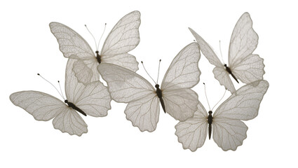 Group of delicate white butterflies with intricate wing patterns © Natalia