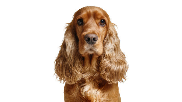 Golden Cocker Spaniel dog portrait with long wavy ears