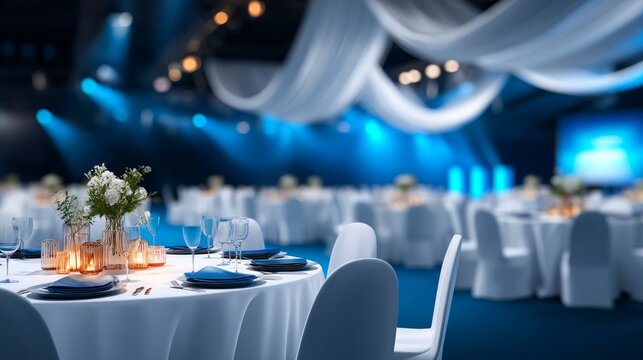 Elegant Gala Event Setup with Black Tie Details in a Sophisticated Tent