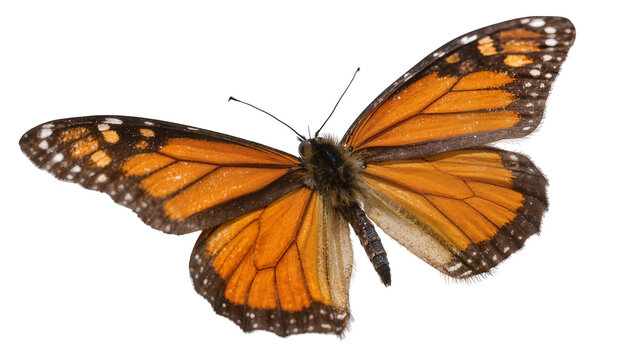 Monarch butterfly with orange and black wings spread