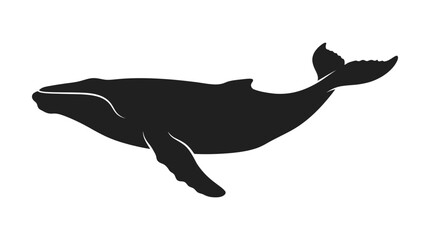 Obraz premium Whale Silhouette Against A White Background Black And White Illustration