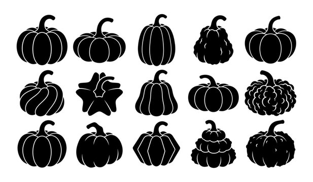 Halloween vector silhouette pumpkins isolated on transparent background