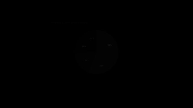 A circular pie chart with muted colors displays segmented data proportions against a dark black background.