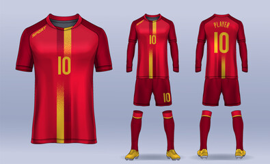 Fototapeta na wymiar t-shirt sport design template, Soccer jersey mockup for football club. uniform front and back view. 
