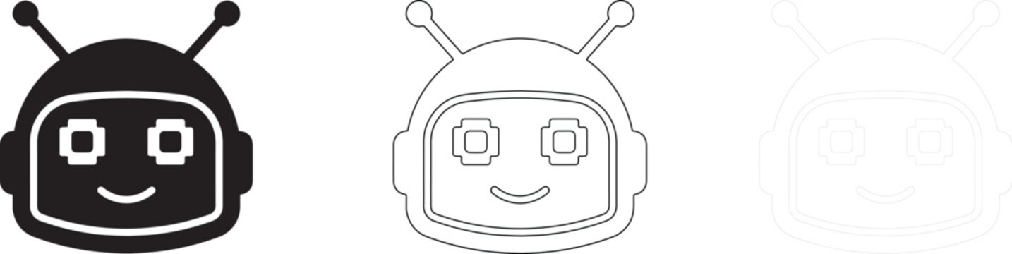 Friendly robot head icon for artificial intelligence.