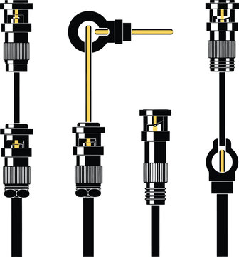 A detailed illustration of various BNC connector crimping techniques on RG58 cables
