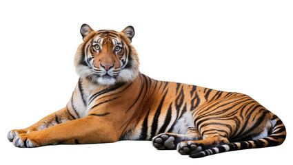 Obraz premium Tiger lying down with orange and black stripes