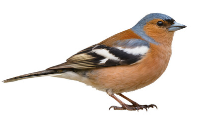 Fototapeta premium Chaffinch bird with orange breast and blue head