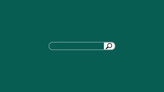 Minimalist search bar animation with clicking cursor on dark green background