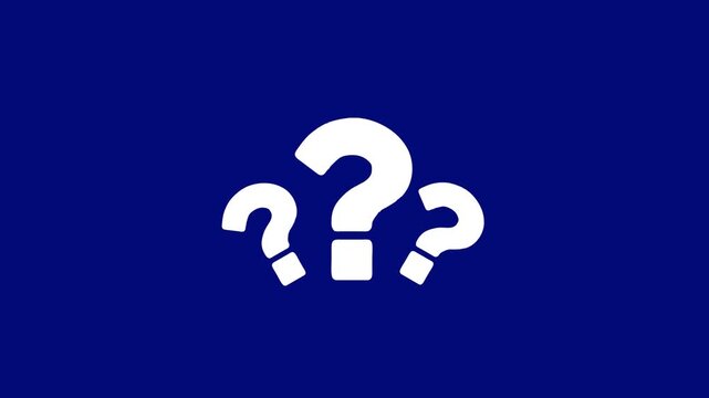 Minimalist question mark animation on blue background