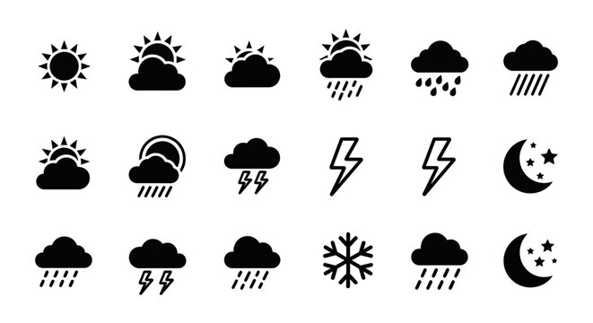 Weather icons set with various conditions