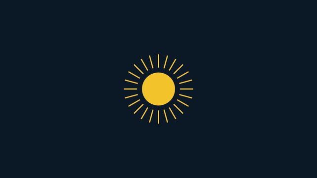 Minimalist sun animation with pulsing wave lines on dark 4k background, motion wave