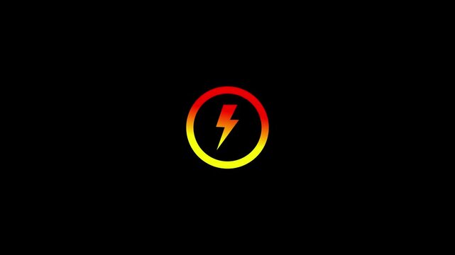 Minimalist lightning bolt animation with gradient circle on black background