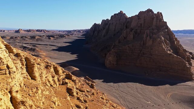 Majestic yardang landforms and sandstone rock formations in Xinjiang.